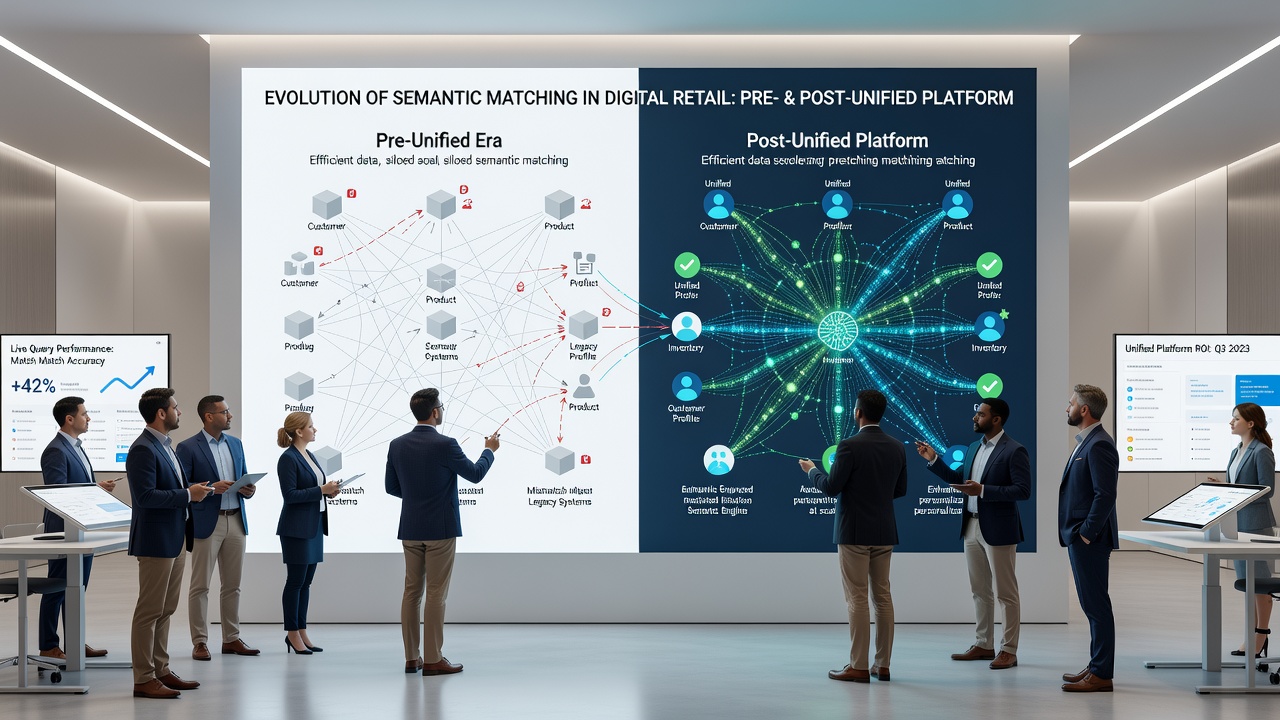 Analytics dashboard displaying updated semantic matching metrics in a retail platform